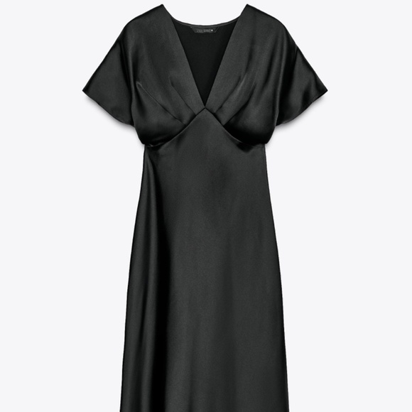 Zara Dresses & Skirts - Zara Satin Black Midi Dress